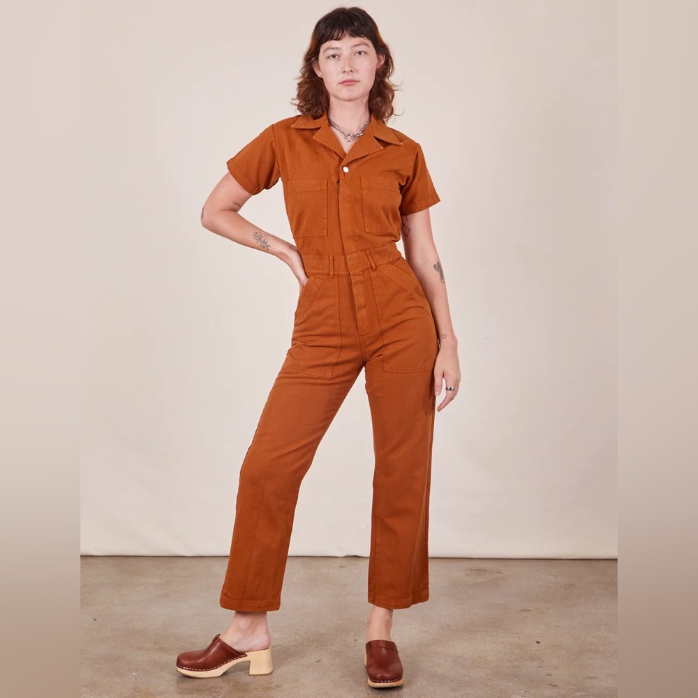 BIG BUD PRESS Short Sleeve Jumpsuit • Burnt Terracotta • XS • NWOT • Sold Out